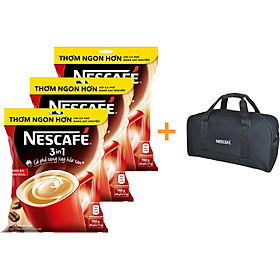 Combo 3 Bịch Cà Phê Rang Xay Hòa Tan Nescafé 3in1 Đậm Đà Hài Hòa (Bịch 46 Gói x 17g) - Tặng 1 Túi Du Lịch