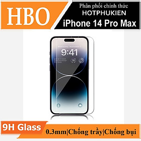 Miếng dán kính cường lực dành cho iPhone 14 Pro / 14 Pro Max hiệu HOTCASE HBO (độ cứng 9H, mỏng 0.3mm, vát 2.5D, độ trong chuẩn HD) - hàng nhập khẩu - 14 Pro Max (6.7 inch)