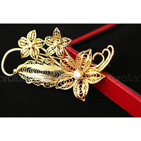 Hoa lan cài áo mạ vàng 24K