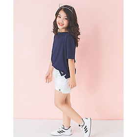 Set bộ Lovekids áo thun xanh tà lệch + quần short kaki trắng SS2019 - 6Y