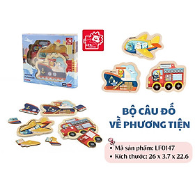 Đồ chơi - Bộ câu đố về phương tiện giao thông, trò chơi câu đố gỗ an toàn cho bé LF0147 - LEO & FRIENDS