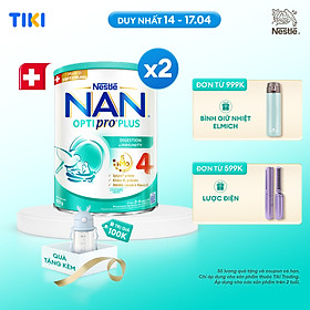 Bộ 2 lon Sữa bột Nestlé NAN OPTIPRO PLUS 4 800g/lon với 5HMO Giúp tiêu hóa tốt + Tăng cường đề kháng - Bé 2-6 tuổi