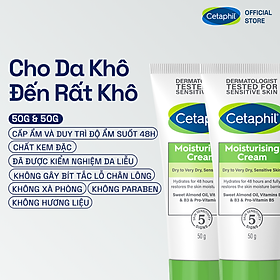Combo 2 Kem dưỡng ẩm dịu lành cho da nhạy cảm CETAPHIL MOISTURISING CREAM 50G