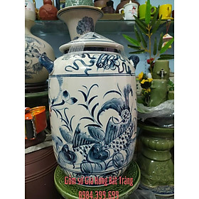 Mua Hũ đựng gạo vẽ cảnh sen cá gốm Gia Hưng Bát Tràng