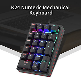 Bàn phím cơ Motospeed K24 Numeric 21 phím Bàn phím có dây USB với 13 hiệu ứng ánh sáng RGB