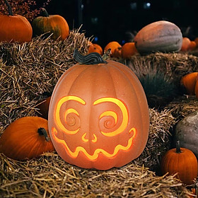 Hình ảnh sách LED Halloween Pumpkin Lantern Light Supplies Harvest Pumpkin Figurine Props Fall Ornament for Indoor Home Decoration