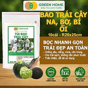 10 Túi Bọc Hoa Quả GreenHome, Ổi Bưởi Xoài Na Mướp (Có Nút Cài), Sử Dụng 3-5 Năm, Nhiều Kích Thước