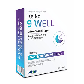 Thực phẩm chức năng VIÊN UỐNG NGỦ NGON: KEIKO 9 WELL - Thành phần hoạt chất chính: Venetron - cải thiện chất lượng giấc ngủ - nguyên liệu được nhập khẩu trực tiếp từ nhà máy sản xuất của công ty Nhật Bản