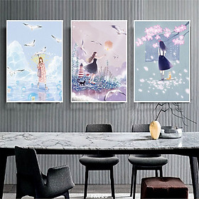 Mua Tranh Canvas Treo Tường Treo Phòng Ngủ Cho Bé - Tranh Bộ 3 Cô Gái Múa Đáng Yêu
