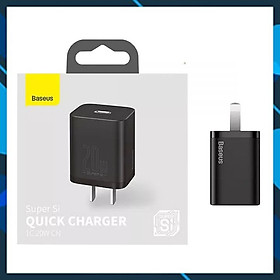 Bộ cốc cáp sạc nhanh Baseus 20W Si cho IP12, Củ sạc nhanh IP12 Baseus 20W Super Si Mini USB C hỗ trợ sạc nhanh QC3.0 PD - Hàng chính hãng