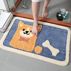 Mua Thảm Lau Chân Lông Xù Chống Trượt Hình Chó Shiba Siêu Mềm Mại 45x65cm