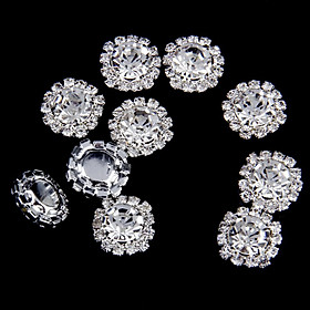 Phenovo Crystal Rhinestone Button Flatback Decoration DIY 15mm 10pcs Clear