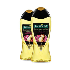Bộ 2 sữa tắm dưỡng ẩm Palmolive Luminous tinh dầu thiên nhiên từ hạt Mắc ca và hoa mẫu đơn 400ml