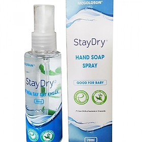 Xịt rửa tay sát khuẩn StayDry 70ml  Hương Trà Xanh