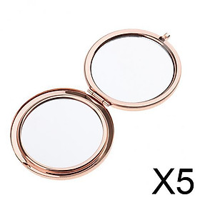 5x1pc Travel Premium Folding Pocket Compact Makeup Mirror Two-Sided Rose Gold