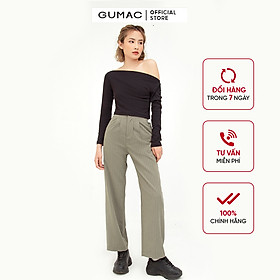 Quần tây nữ ống rộng thiết kế xếp ly kẻ sọc nhiều màu GUMAC QB588
