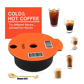 Reusable PP Coffee Capsule Pod with Slicone Lid for Bosch Tassimo Machine, with Spoon,Make Your Favorite Coffee