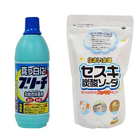 Combo Nước tẩy quần áo 600ml Rocket + Bột baking soda Sesuki 500g (tẩy trắng) Rocket nội địa Nhật Bản