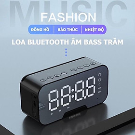 Loa Bluetooth G10 Đài FM Tích Hợp Đồng Hồ ,có đo nhiệt độ Màn Hình Tráng Gương