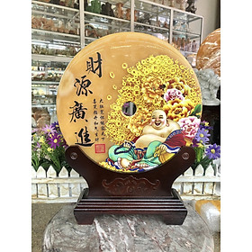 Đồng tiền, đồng điếu may mắn phong thủy vẽ tranh chiêu nạp tài lộc đá ngọc hoàng long - Đường kính 30 cm