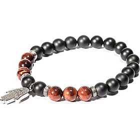 Vòng tay đá thiền Obsidian mix Mắt hổ đỏ và bàn tay Hamsa BROBS08MH01 - VietGemstones