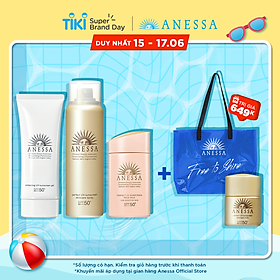 Bộ sản phẩm Kem chống nắng Anessa cho cho da mặt và toàn thân (Mild Milk 60ml + Whitening Gel 90g + Gold Spray 60g)