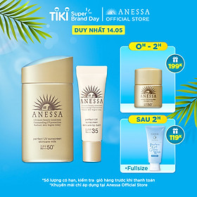 Bộ đôi Kem chống nắng dưỡng da dạng sữa bảo vệ hoàn hảo Anessa SPF 50+ PA++++ 60ml và Son dưỡng môi chống nắng Anessa Perfect UV Lip Balm SPF 35 PA+++ 5g