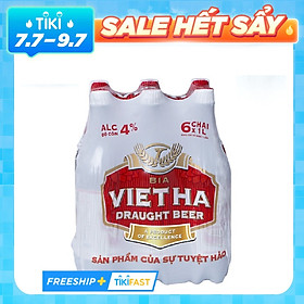 Lốc 6 chai Bia chai tươi Việt Hà ( 1 lít/chai )