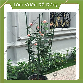 COMBO 2 KHUNG TRỒNG CÂY HÌNH TỨ GIÁC làm từ ống tre thép bọc nhựa IBO và thanh liên kết Sapoto - Dùng làm khung, giàn cho hoa hồng leo, cây hoa leo