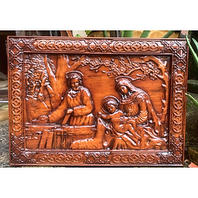 Mua Tranh THÁNH GIA - GIA ĐÌNH CHÚA gỗ Gõ đỏ sơn giả cổ cao cấp 35x48cm