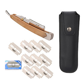 Straight Razor with 10PCS Blades & Storage Bag Shaving Razor Knife for Beard Grooming Straight Folding Razors Shaving