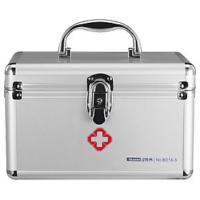 Jinlongxing (glosen) multi-function medicine box home family emergency medicine storage box aluminum alloy with lock sealed box with first aid kit 9 inches