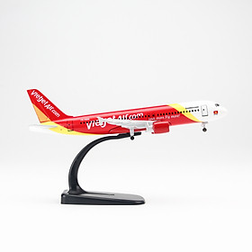 Mô hình máy bay A320 Vietjet Airlines (20cm) (Trắng Đỏ Vàng,có bánh )