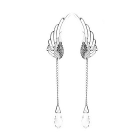 Bông tai bạc đôi cánh thiên thần thả sợi đính giọt nước (Tặng mặt nạ thiên nhiên Dermal)