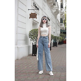 Quần jean suông ống rộng 2 màu cho nữ QDN182