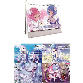 Combo 2 món anime chibi RE:ZERO Bắt Đầu Lại Ở Thế Giới Khác gồm quyển lịch kèm poster A3 8 tấm