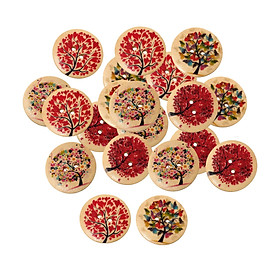 20Pcs Mixed Color Round Wooden buttons sewing scrapbook decoration 2 Hole