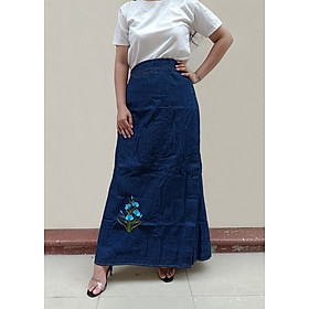 Váy Chống Nắng Jean Có Chân Váy Dài Dành Cho Nữ Cao Chống Nắng, Chống Nóng, Chống Tia UV 100% Được Thêu Họa Tiết Hoa Thanh Tú