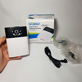 Combo 1 máy sủi oxy tích điện 2 vòi SOBO 268 + 100gram san hô lọc nước bể cá