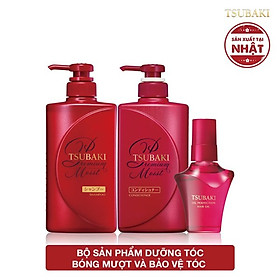 Bộ ba Tsubaki Premium Dưỡng Tóc Bóng Mượt & Bảo Vệ Tóc Trước Tác Hại Của Tia UV (Gội Xả 490ml/chai + Dầu dưỡng tóc 50ml)