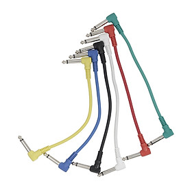 Colorful Guitar Effect Pedal Cables Instrument Audio Leads Patch Cord 21cm Length 1/4 Inch Right Angle TS Plug 6pcs/pack