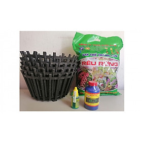 COMBO 5 CHẬU NHỰA GIẢ GỖ FI26 + 1 RÊU RỪNG + 1 B1 THÁI LAN 100ML + 1 CHẾ PHẨM HÙNG NGUYỄN
