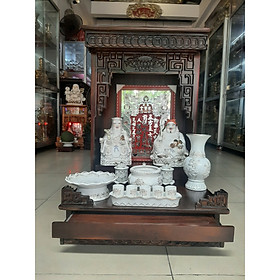 Mua Bàn Thờ Thần Tài Ông Địa đẹp gỗ Muồng ngang 60 cao 88 Combo (Tài Địa Sứ màu Trắng )