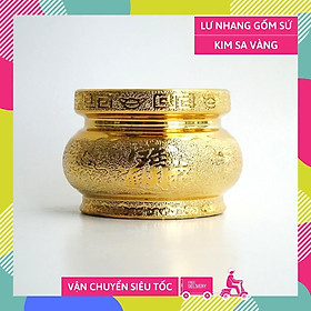 Lư hương bát nhang thờ cúng gốm sứ kim sa vàng - Cao 7cm