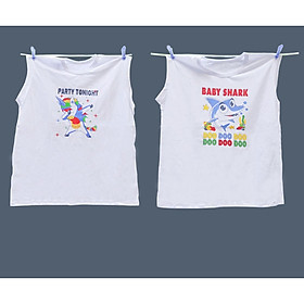 Set 2 áo sát nách trắng in hình cho bé