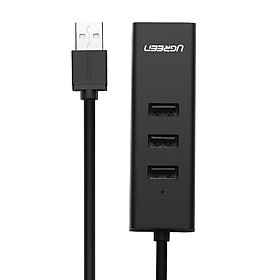 Mua Cáp chuyển đổi USB 2.0 Sang 1*Lan RJ45 hổ trợ 100Mbps  3*USB 2.0 dây dài 35cm màu Đen Ugreen UNW30301CR129 hàng chính hãng