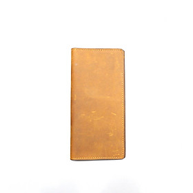 Ví dài nam da sáp - Ví cầm tay nam da bò sáp handmade màu nâu - da bò sáp cao cấp