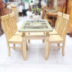 Mua Bộ bàn ghế ăn 2 tầng gỗ sồi 4 ghế màu tự nhiên