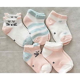 Set 5 đôi tất sơ sinh cho bé, tất lưới kids shock mềm mịn cho bé trai bé gái