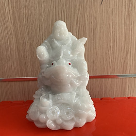 Mua Tượng đá phong thủy Phật di lặc cưỡi cóc thiềm thừ - Cao 12cm - Đá non nước